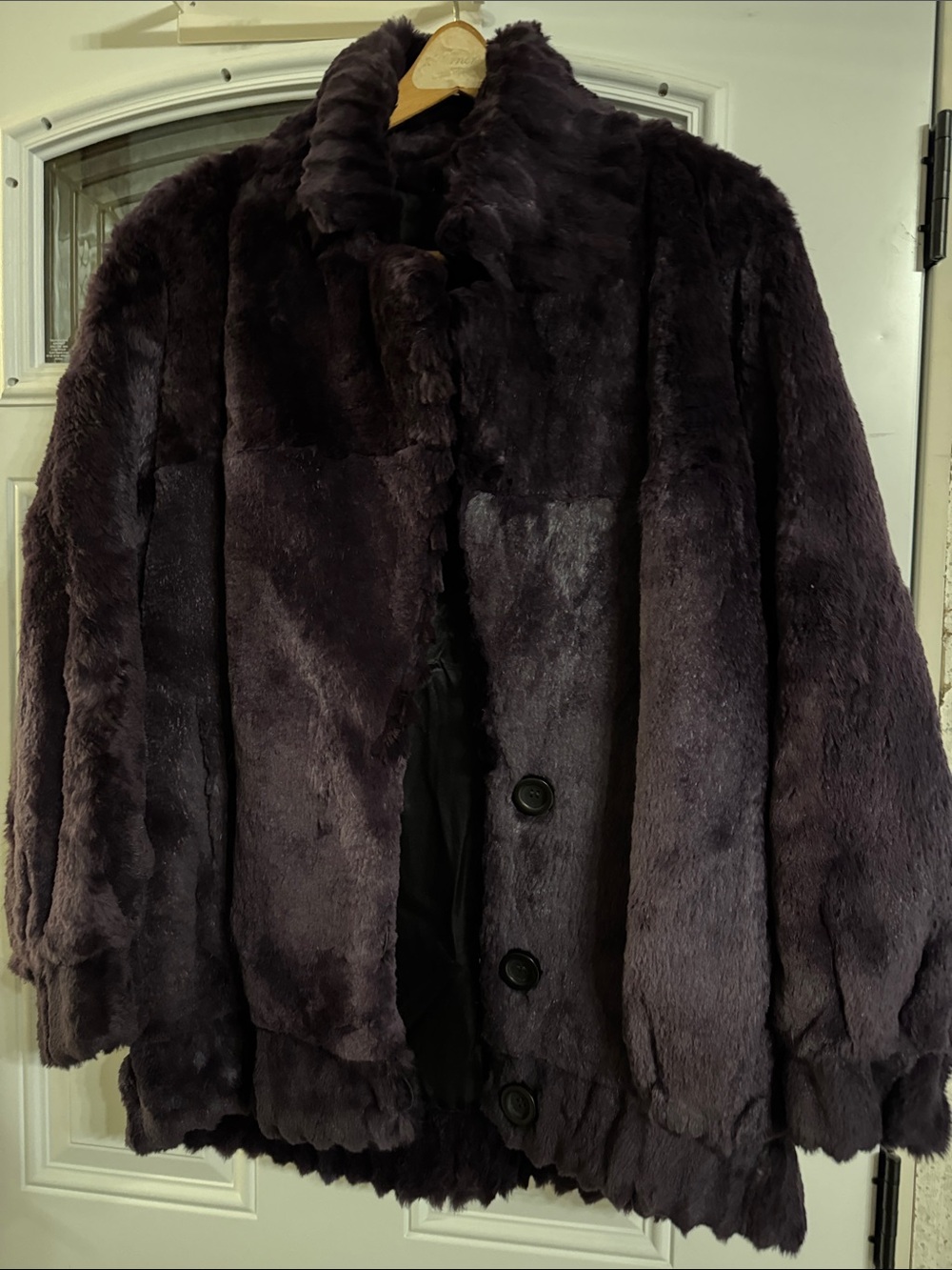 Plush Faux Fur Jacket - Dark Plum unbranded-medium